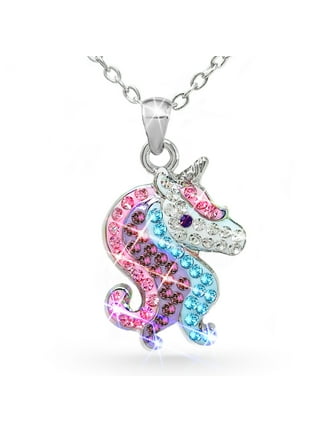 Rainbow Unicorn Pendant Necklace for Girls Ages 3-10