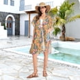 thumbnail image 6 of Beach Vacation Clothes Kimono Cardigan Loose Swimsuit Cover Up for Women Tower and Flowers S, 6 of 6