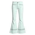 thumbnail image 5 of Girls Uniform Pants Size 10 Flare Pants Side Thin Stripe Flare Pants, High Waist Stretch Retro Bell Bottom Casual Bootcut Trousers Back To School Clothes Light Blue, 5 of 5