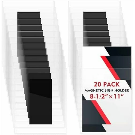 20 Pack Magnetic Sign Holder 8. 5'' x 11'' Rigid Plastic Wall Document Paper Holders Magnetic Picture Frame for Refrigerator/locker Clear PVC Paper Display for Office School Home Store