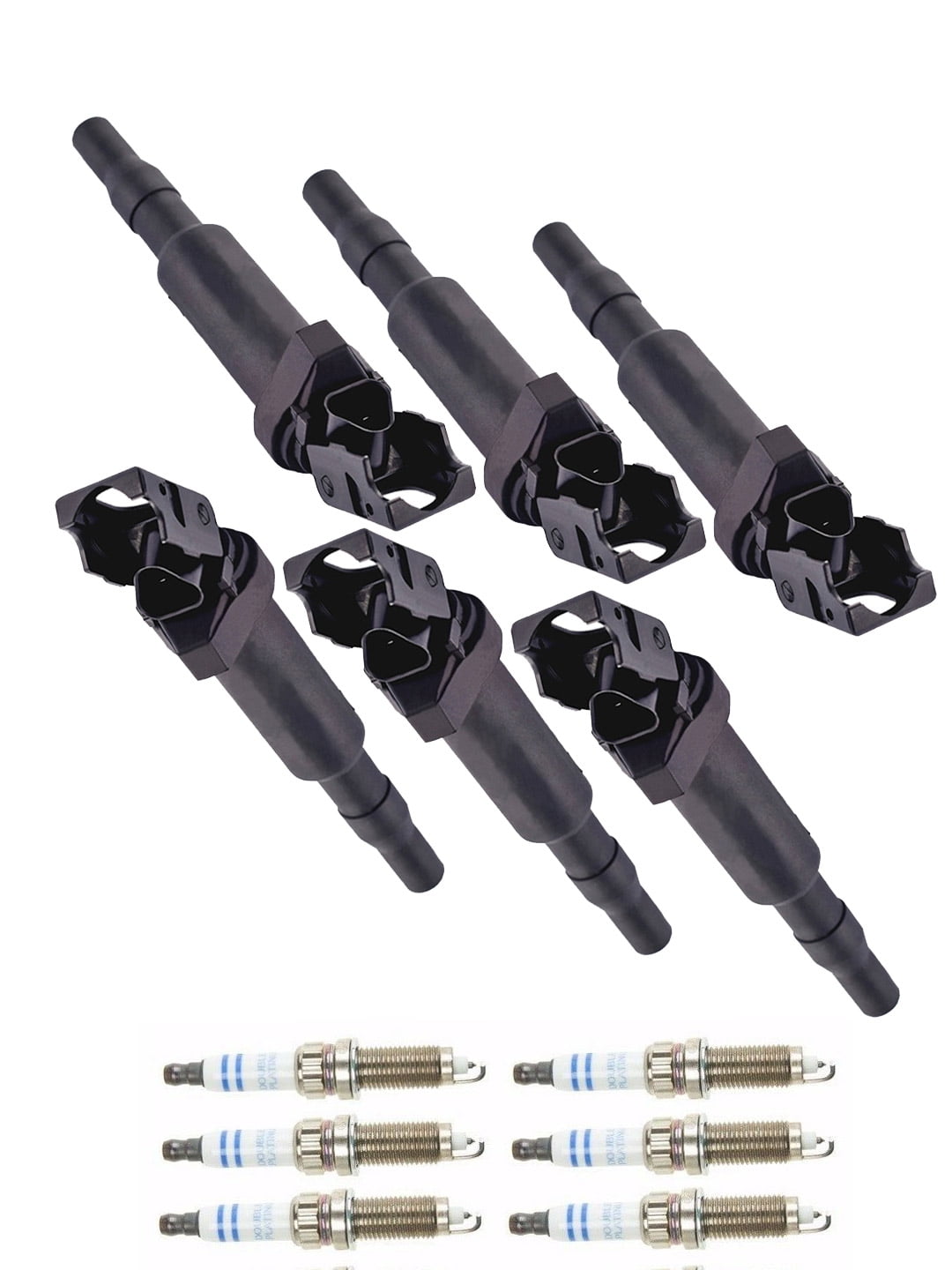 Set of 6 ISA Ignition Coils and 6 Bosch Spark Plugs Compatible with