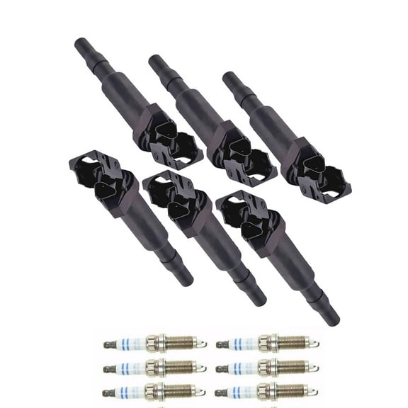 Set of 6 ISA Ignition Coils and 6 Bosch Spark Plugs Compatible with 2009-2013 BMW 335i xDrive Base Coupe 2-Door 3.0L 2979CC l6 GAS DOHC Turbocharged Replacement for UF592