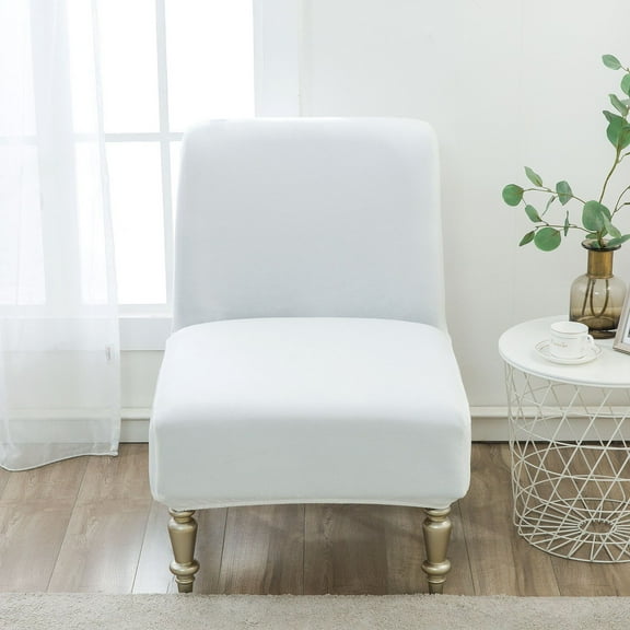Nvzi-c Armless Chair Cover,Stretch Removable Non-Slip Chair Cover for Accent Chair Without Arms Furniture Protector for Living Dining Room White