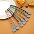 thumbnail image 2 of GROFRY Straw Spoon Reusable Detachable Stainless Steel Loose Leaf Filter Spoon Straw for Cafe, 2 of 8