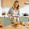 thumbnail image 5 of Sage Green Toaster Cover 2 Slice, Farmhouse Solid Green Color Modern Art Dustproof Bakeware Oven Protector with Top Hook, Waterproof Small Kitchen Appliance Toasters Dust Cover, 12"x7.5"x8", 5 of 7