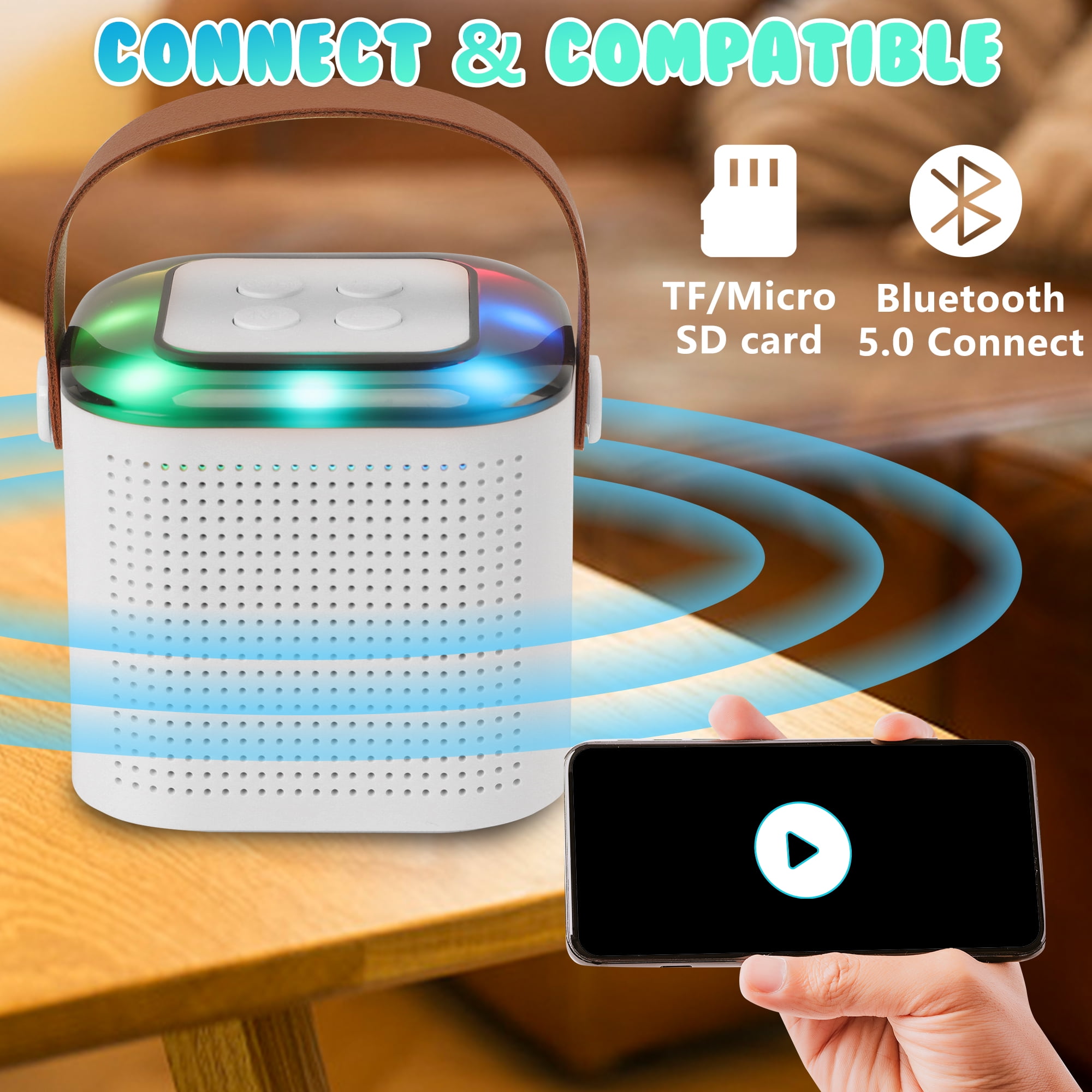 Bluetooth K12 Portable Karaoke Machine PA Speaker System Wireless Microphones
