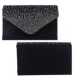 thumbnail image 4 of Mikilon Ladies Large Evening Satin Diamante Ladies Clutch Bag Party Envelope Bag BK, 4 of 5