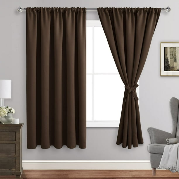 Jiuzhen Cortinas Opacas Para Dormitorio – Aislamiento Térmico Para Oscurecer La Habitación, Reducción De Ruido, 70 X 63 Pulgadas De Largo, Cortinas Para Sala De Estar, Juego De 2 Paneles Con Alzapaños