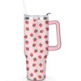 thumbnail image 2 of 40oz Cute Red Strawberry Stainless Steel Flip Straw Tumbler Spill Proof Travel Cup Double Wall Vacuum Insulated Coffee Mug with Top Handle, 2 of 6