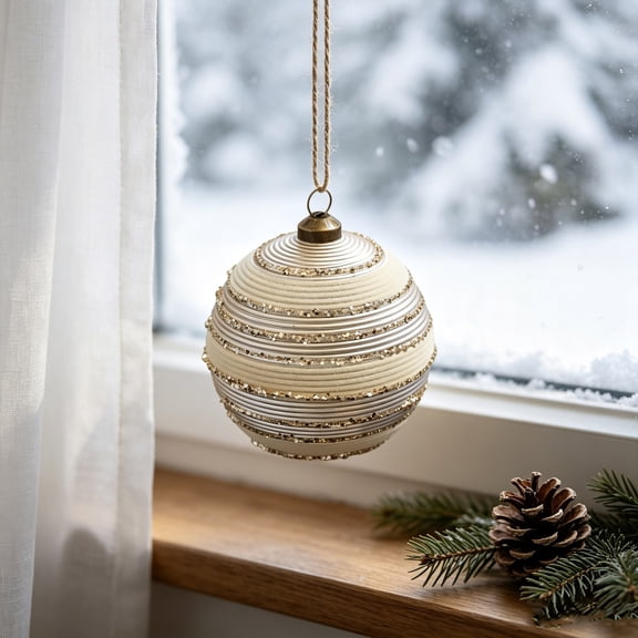 Pincandy 8cm Champagne Christmas Tree Ornaments - Shatterproof Glossy Plastic Baubles with Hanging Strings for Holiday Decor and Winter Events