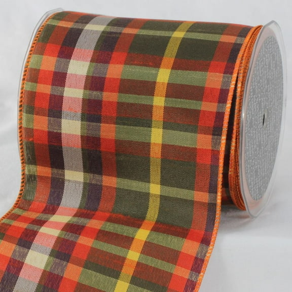 The Ribbon People Green and Yellow Checkered Ribbon 5" x 20 Yards