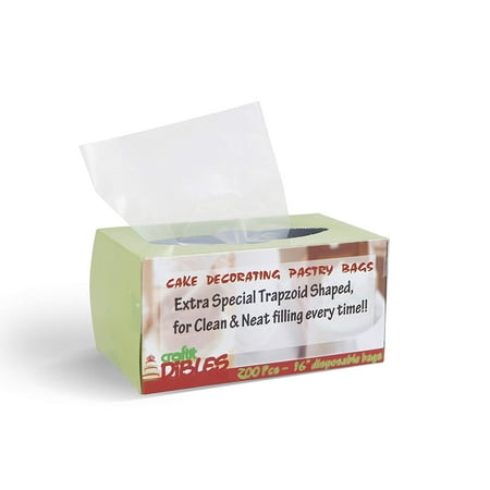 Disposable Pastry Bags 200 Pack 16 Inch Extra Large Cake Decorating Piping In Dispenser Box Special Tzoid Shape Icing Bag Set Microwave