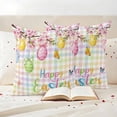 thumbnail image 3 of Happy Easter Outdoor Waterproof Pillow Covers, Spring Colorful Eggs Butterfly Plaid Checkered Decorative Square Throw Pillowcase Sofa Cushion Sham for Patio/Couch/Chair, 24"x24" 2 Pack, 3 of 8