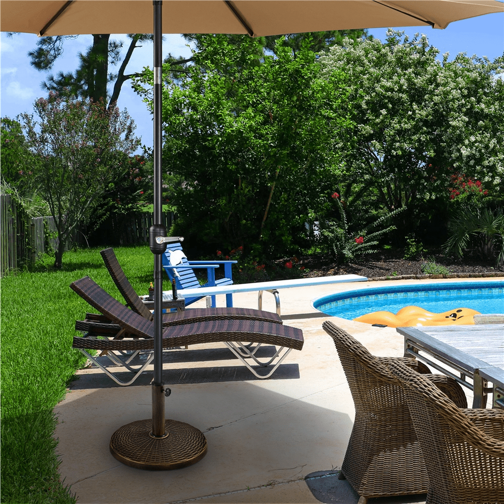Renwick Patio Market Umbrella Base with Water-Resistant Coating, Bronze