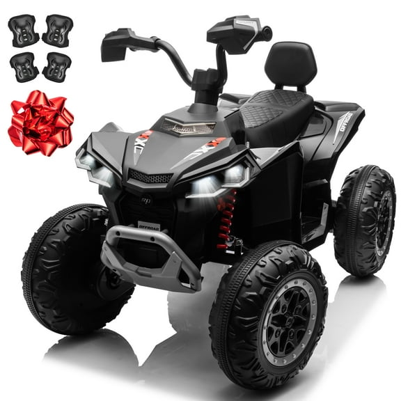 24V 2 Seater 4WD Ride on Toys ATV for Kids 4*200W 4-Wheeler Quad w/ MP3 LED Lights Music, Black