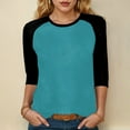 thumbnail image 2 of GEWSEY 3/4 Sleeve Tops for Women Workout Shirts Baseball Style Raglan Tshirts Casual Color Block Tees Comfy Steetwear (Mint Green, M), 2 of 6
