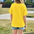 thumbnail image 5 of BUWTTER Shirts for Girls Oversized Short Sleeved Top Casual Letter Print Summer Loose Fit Plus Size Basic Yellow Shirt Size 5-6 Y, 5 of 8