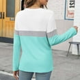 thumbnail image 5 of Green Young Adult Tops Women's Color Block Tunic Tops Casual Long Sleeve Shirts Round Neck Pullover Plus Size Tops for Women, 5 of 5