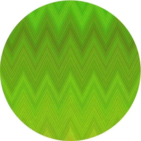 Ahgly Company Indoor Round Patterned Bright Green Area Rugs, 3' Round