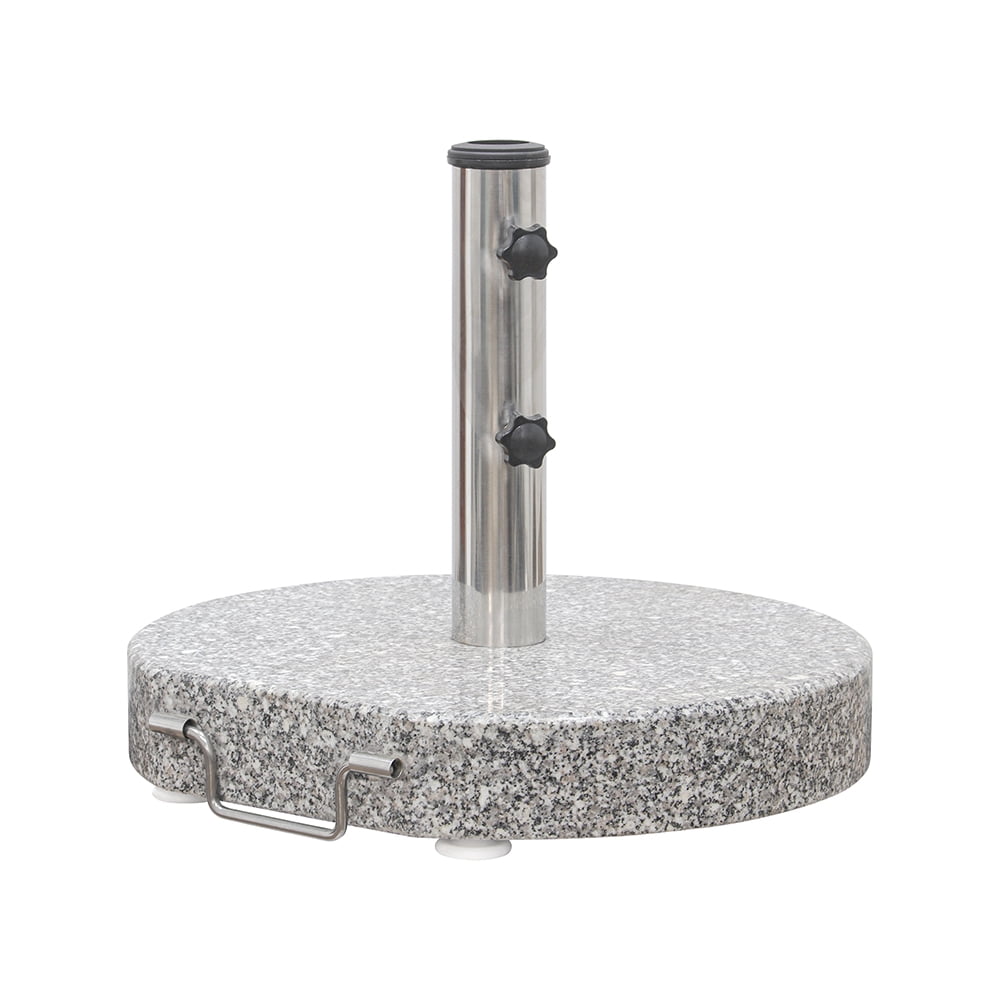 Abble 66lbs Heavy Duty Round Granite Heavy Duty Umbrella Base Stand with Wheels and Handle in Gray