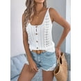 thumbnail image 5 of Dycnvjo Women Knit Sweater Vest Tops Y2k Button Front V-Neck Sleeveless Crochet Going Out Tank Top Streetwear White XL, 5 of 7