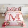 thumbnail image 3 of Homewish Colorful Floral Bedding Comforter Set,Romantic Flower Twin Comforter Sets,First Letter M Bedding Set For Girls,Super Cozy Room Decor Reversible,2pcs, 3 of 9