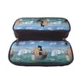 thumbnail image 5 of Picia Two Brave Cats Are Floating On The Sea Iceberg Pattern Large Capacity PU Leather Pencil Case Organizer Pen Marker Holder Double Zipper Storage Bag Big Pencil Pouch for College Office, 5 of 6