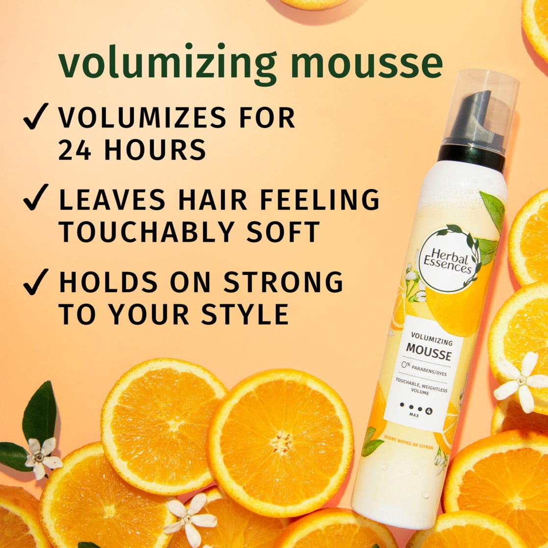 Herbal Essences Volumizing Mousse, Weightless Volume, All Day Hold Mousse for Fine Hair, 6.8 fl oz