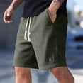 thumbnail image 3 of Dwellite Mens Corduroy Shorts Elastic Waist Drawstring Short Casual Summer Beach Lounge Short with Pockets Army Green L, 3 of 4