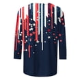 thumbnail image 4 of lcziwo Womens Memorial Shirts Plus Size Cotton Comfortable American Flag 3/4 Sleeve Tee Patriotic Printed Summer Basic Crew Neck T Shirt Navy XXXXXL, 4 of 5