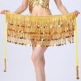 thumbnail image 5 of Ashirexll High Waisted Skirts for Women, Fashion Belly Dance Waist Chain 4 Layer Sequin Fringe Waist Belt Hip Scarf Lace-Up Skirt Gold Free Size, 5 of 6