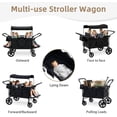thumbnail image 3 of Stroller Wagon for 4 Kids, NEORIVER 4 Seater Wagon Stroller with Convertible Seats Footrests, Snack Tray, Storage Bag, Removable Canopy, Wagon Stroller 4 Seater with Double Push Handle, 3 of 8