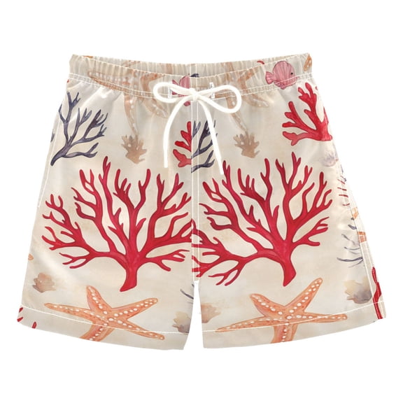 FORMRS Boys Swim Trunks Quick Dry Mesh Liner Boardshorts Sizes XS-XL, Retro Starfish