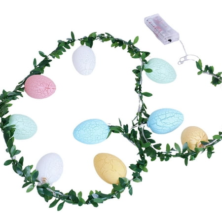 

HengL 200cm String Light Battery Operated Colorful LED Green Rattan Cracked Easter Eggs Fairy Night Lamp for Holiday