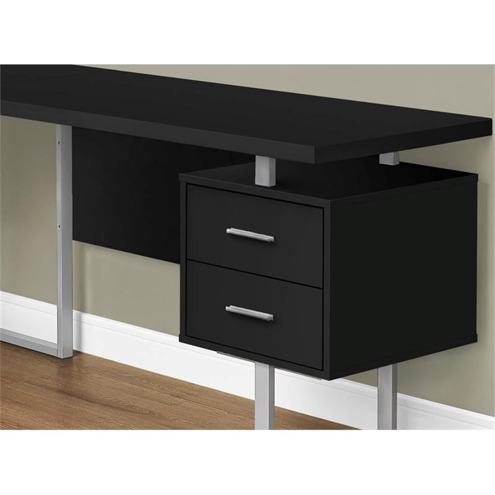 Pemberly Row Contemporary Wood Reversible L Shaped Corner Computer Desk in Black