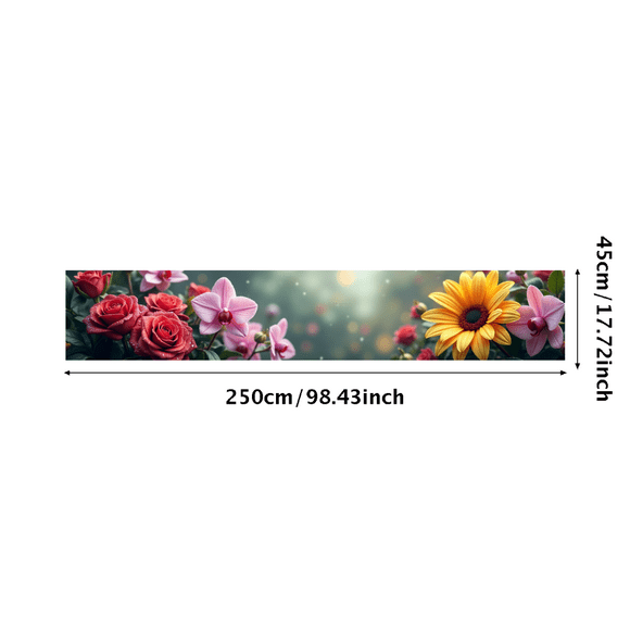 Floral Backdrop Banner with Roses Sunflower Orchids Ideal for Weddings Parties Events Photoshoot Garden Décor Wall Hanging Background Display