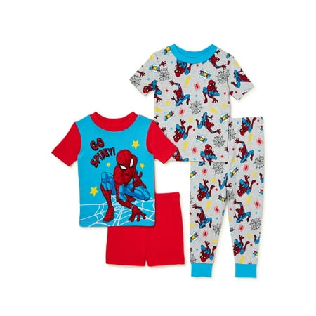 

Spider-Man Short Sleeve Crew Neck Solid Printed Pajamas (Toddler) 4 Piece Set