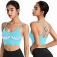 thumbnail image 4 of Prolriy Sports Bras for Women High Support Womens Back Sport Bras Padded Strappy Cropped Bras for Yoga Workout Fitness Bras Bralettes for Women Sky Blue XXL, 4 of 5