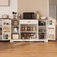 thumbnail image 3 of 56" Kitchen Coffee Bar Cabinet with Storage Kitchen Sideboard Buffet Cabinet with Drawers, Noelse Short Pantry with Door and Shelves for Bathroom and Living Room, White and Rustic, 3 of 10