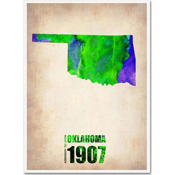 Trademark Fine Art "Oklahoma Watercolor Map" Canvas Art by Naxart