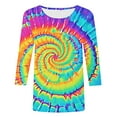 thumbnail image 5 of CYMMPU 3/4 Sleeve Blouses for Women Dressy Casual Summer Trendy Shirts T-Shirts Loose Fit Tie Dye Spring Tops Round Neck Ombre T-Shirts M, 5 of 5