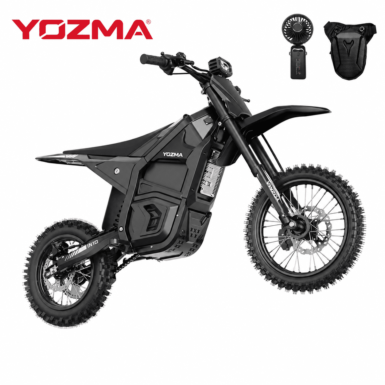 Yozma IN10 PRO Electric Dirt Bike, 5500W Peak Motor Max 50 Mph, 60V 27Ah Battery, 17"/14" Tires, Dual Hydraulic Brakes, All Terrain Motorized Dirt Bikes, Black