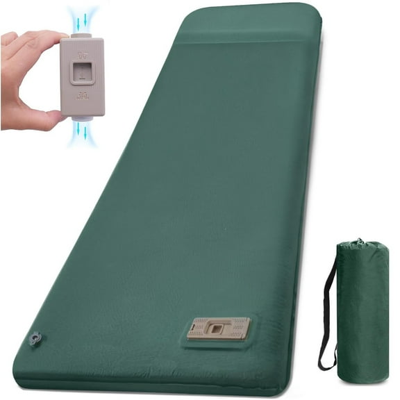 Fenbeli Self Inflating Sleeping Pad, 3.2'' Thick Memory Foam Camping Pad, 4-Season Camp Mat for Tent Green