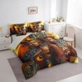thumbnail image 2 of Castle Fairy Black Girls Twin Bedding 7-Piece,Geometric Block Pattern Style Bedding Comforter Set,Yellow Black Red,Grey Reversible, 2 of 7