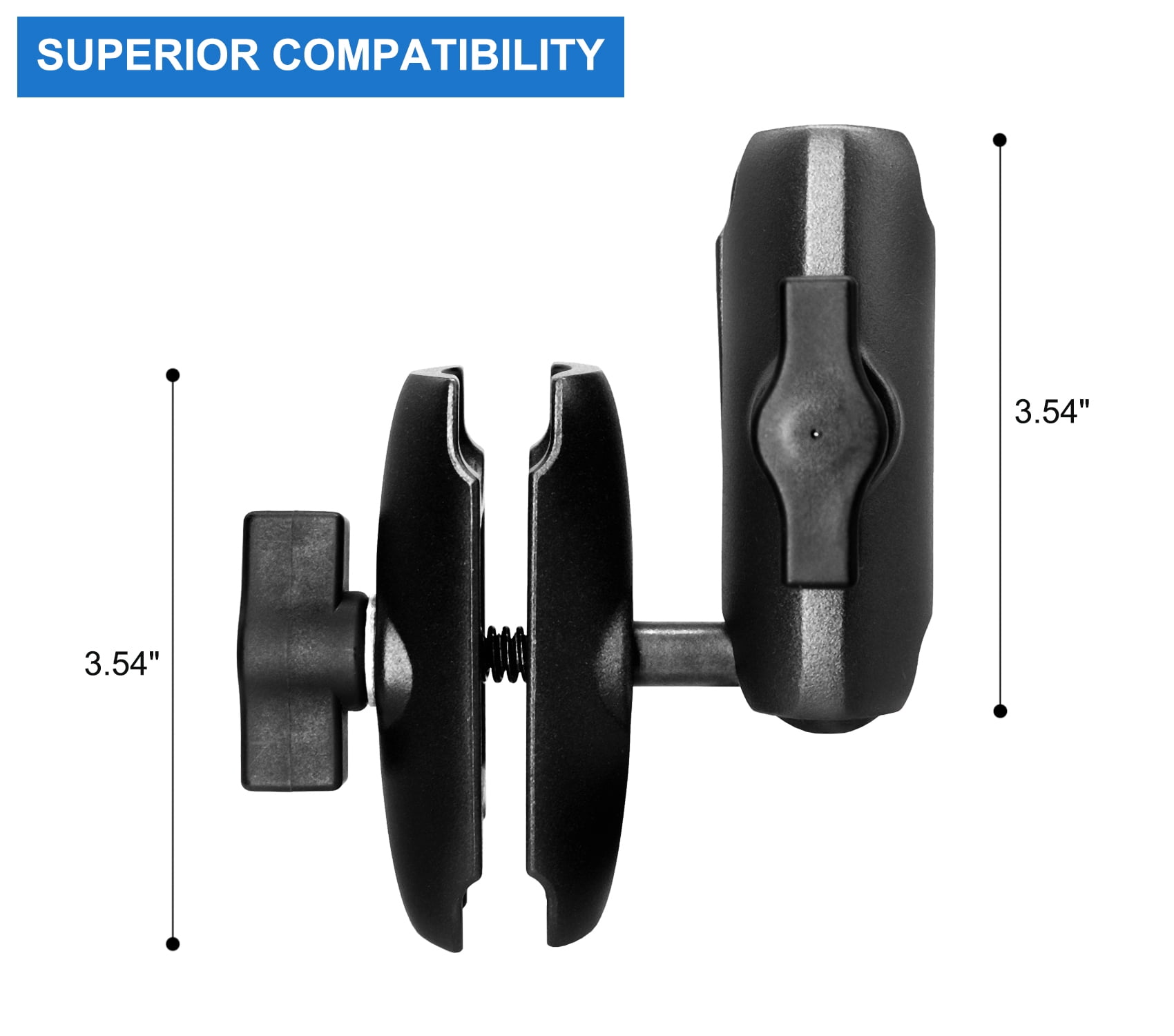 WINDFRD Aluminum 2-in-1 Double Socket Arm with 1" Ball, Compatible with RAM Mount, iBolt 1 inch/B Size / 25mm Ball Accessories, 360 Degree Rotation, Adjustable Dual Mount Arm