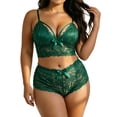 thumbnail image 7 of Yuanlook Women Plus Size Lace Loungewear Set, Spaghetti Strap V Neck Cami Crop Top & High Waist Shorts Bow Decor Daily Sleep Outfit S-XXXXL, 7 of 7