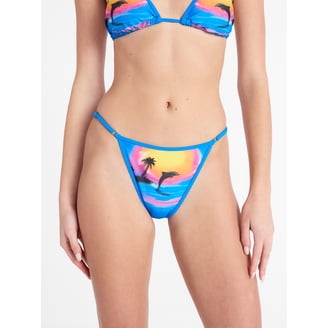 No Boundaries Zebra Print Side Tie Bikini Bottoms, Women's XXS-XXL