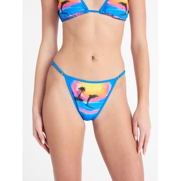 No Boundaries Blue Dolphin Bikini Swim Bottoms, Women's XXS-XXL