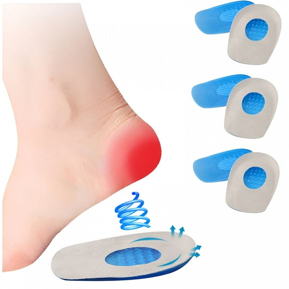 TELOLY 3 Pairs Silicone Heel Pads – Heel Spur Pain Relief,Shock Absorbing Foot Cushion,Foot Protection Insoles,Heel Spur Relief Products