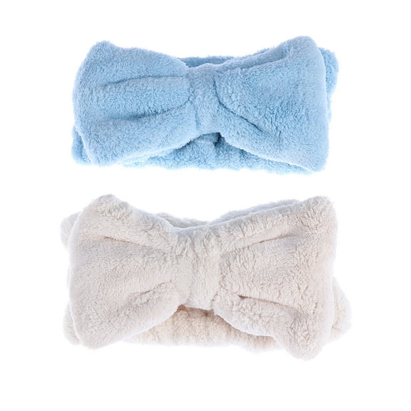ELAYARD 2 Pcs Makeup Remover Hair Band Coral Velvet Bow-knot Accessories For Face Washing